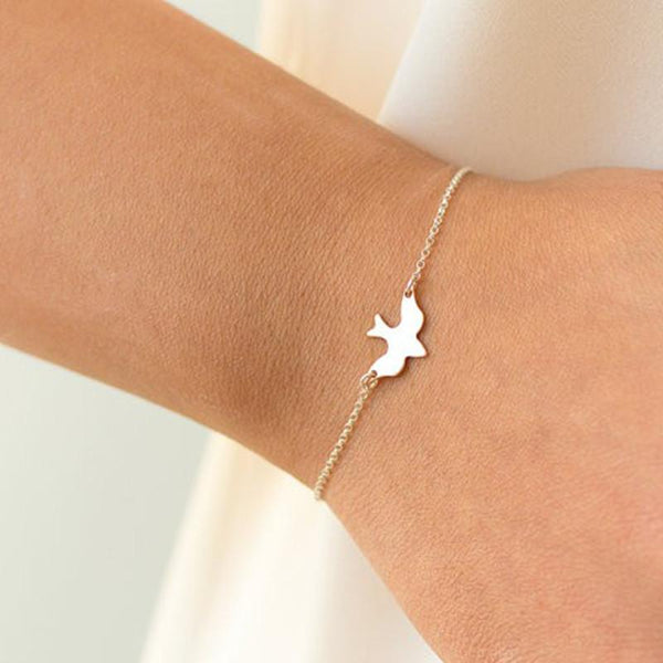 Tiny Peace Dove Flying Birds Bracelet