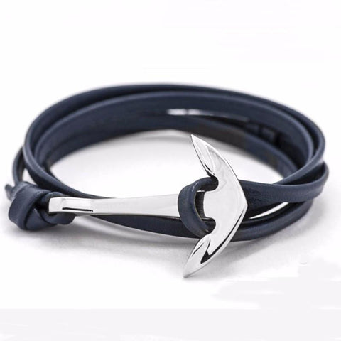 Leather Anchor Bracelets Silver plated - Rushy