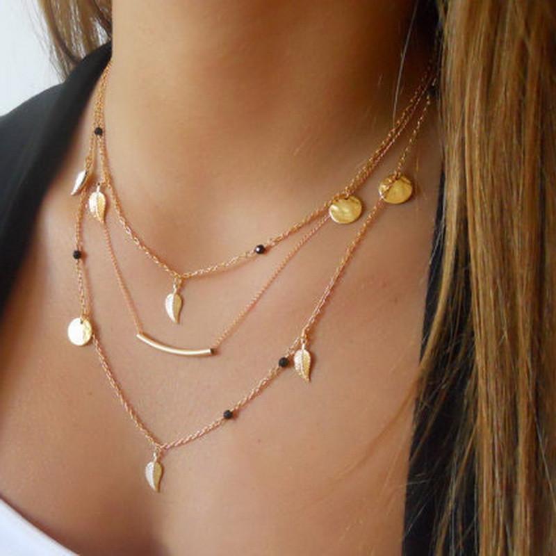 Gold And Silver Spring Leaves Necklace - Rushy