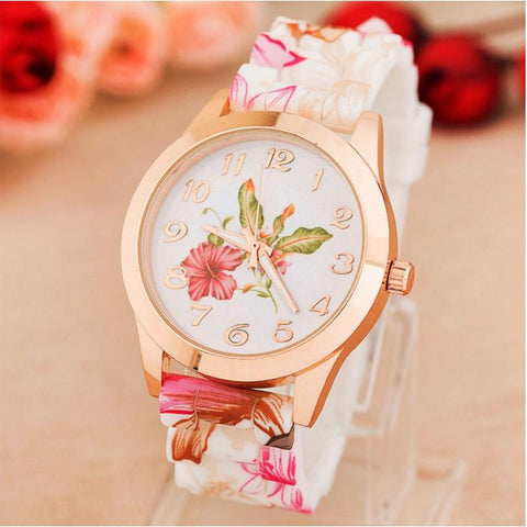 2017 HOT! Reloj Rose Flower Silicone Watch