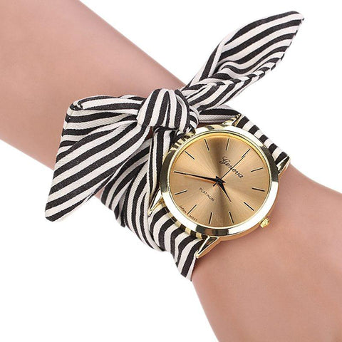 Casual Stripe Fabric Bracelet Watch 3 Colors
