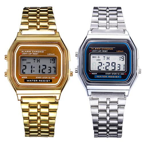 Unisex Vintage Stainless Steel LED Digital Sports - 1MAM 6T5P