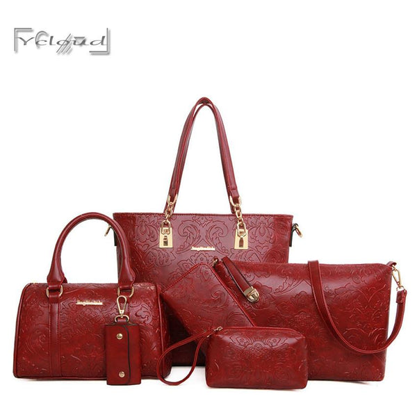 Retro Embossing Handbags 6 Pcs/Set - Rushy