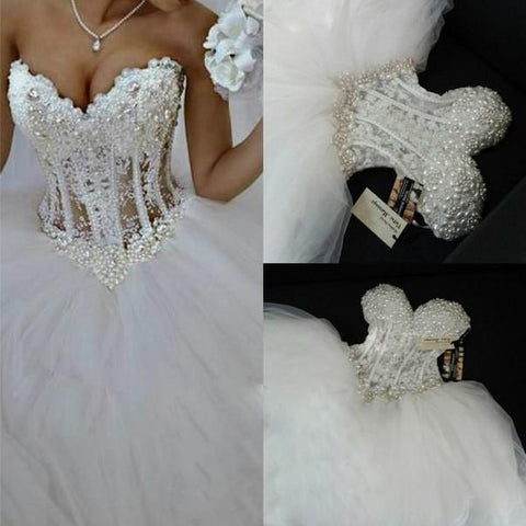 Luxurious Corset Bridal Tulle Wedding Dress