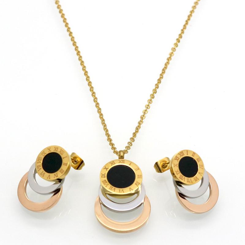 Gold/Silver/Rose Gold  Earrings & Necklace Jewelry Set