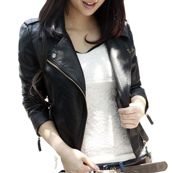 New Spring Autumn 2017 Women Leather Jacket