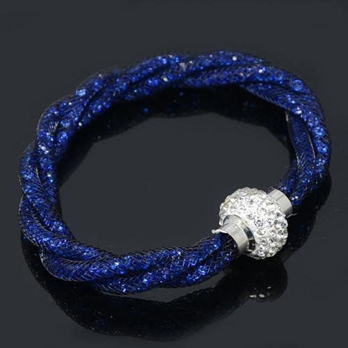 fashion 3 tube braided bracelet with magnetic crystal ball women bracelet