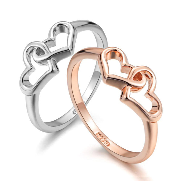 Top Quality Heart To Heart Ring  Rose / White Gold Plated - Rushy
