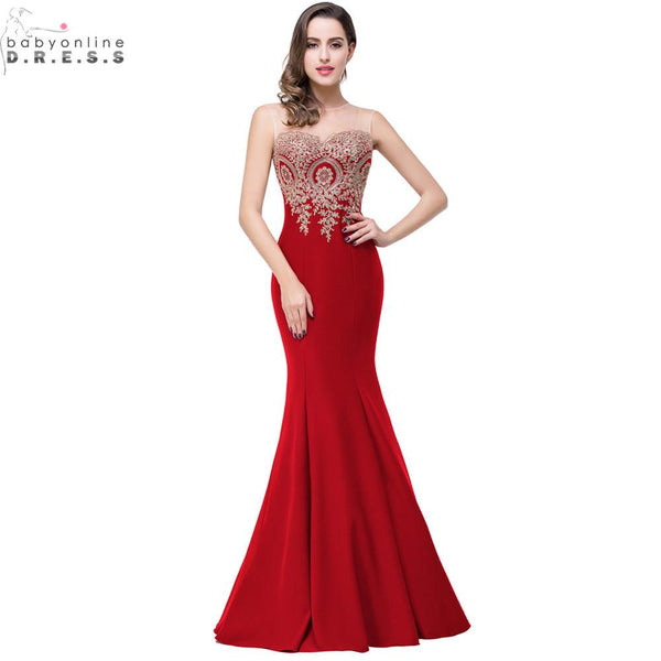 Soiree Sexy Backless Red Mermaid Dress