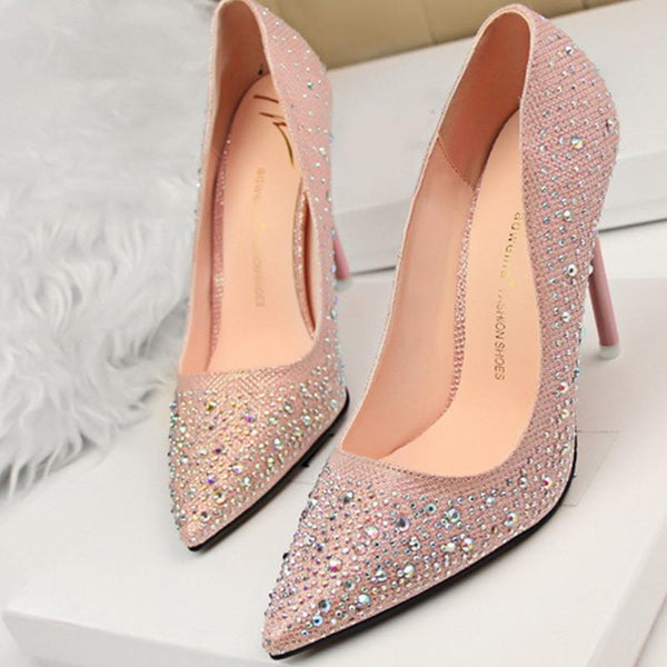 New Fashion Sexy Women Silver Rhinestone Wedding Shoes