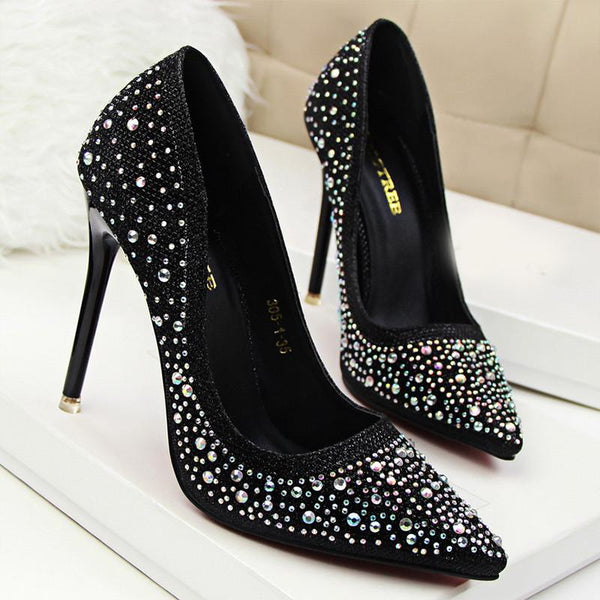 New Fashion Sexy Women Silver Rhinestone Wedding Shoes