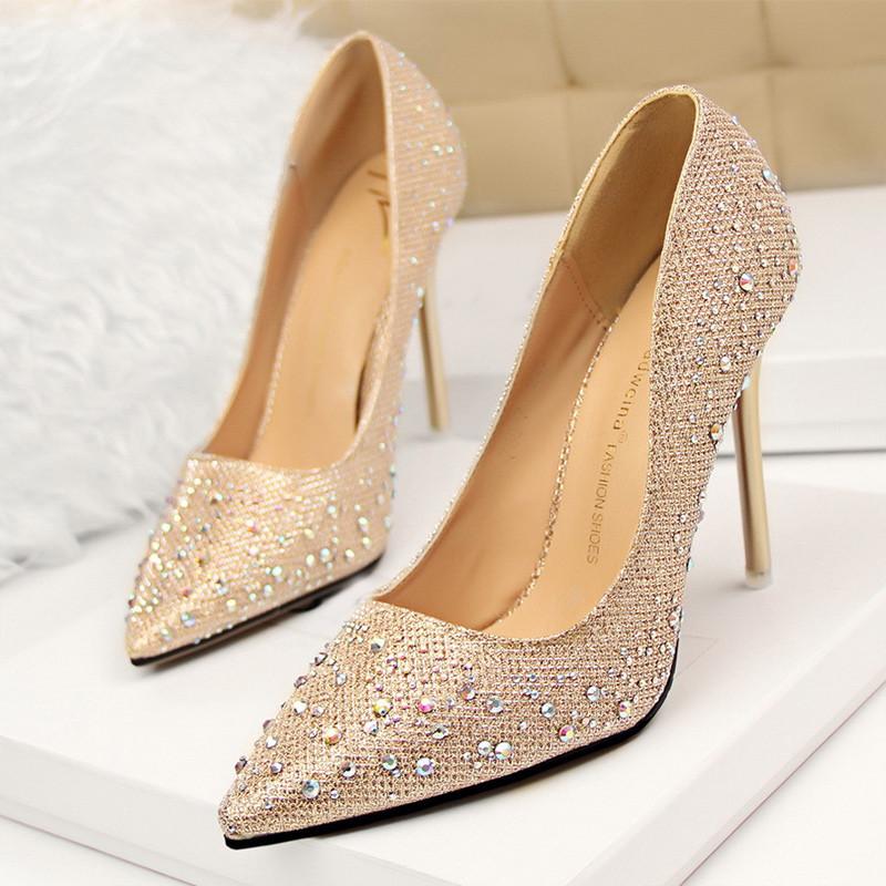 New Fashion Sexy Women Silver Rhinestone Wedding Shoes