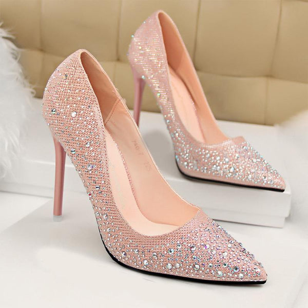 New Fashion Sexy Women Silver Rhinestone Wedding Shoes