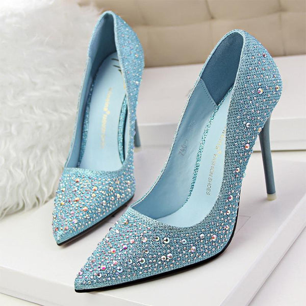 New Fashion Sexy Women Silver Rhinestone Wedding Shoes