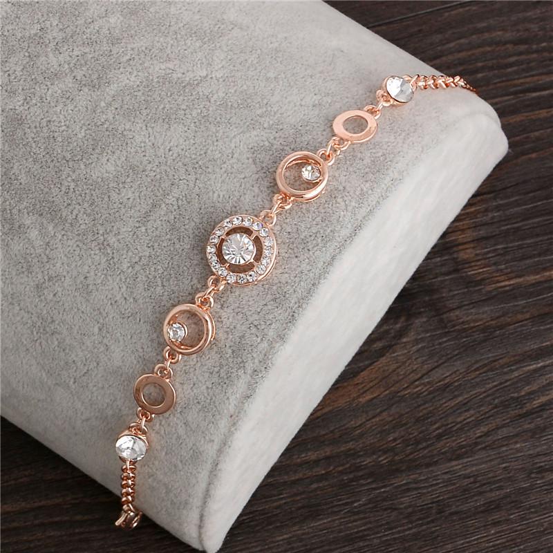 18K Rose Gold Plated Chain Link Bracelet for Women
