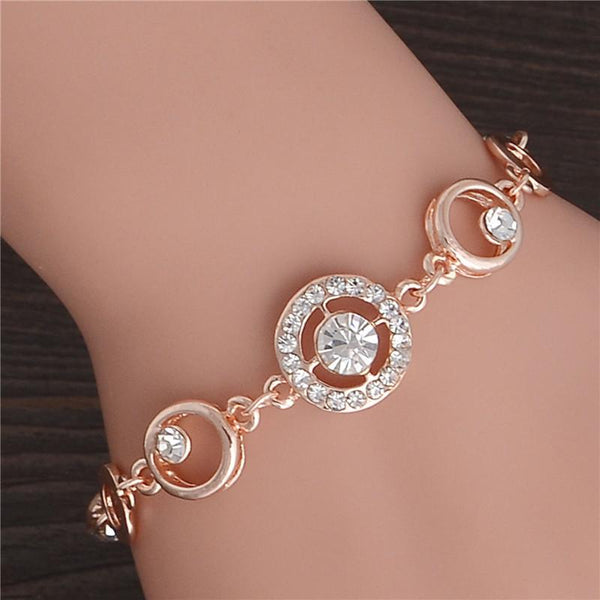 18K Rose Gold Plated Chain Link Bracelet for Women