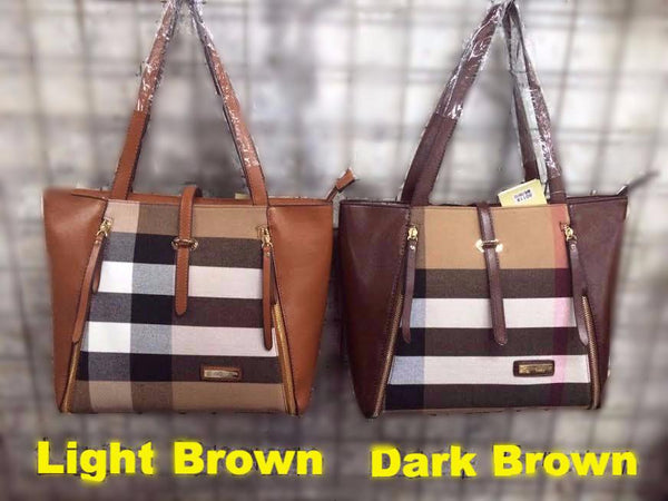 Top Selling Light/Dark Brown Plaid Bag